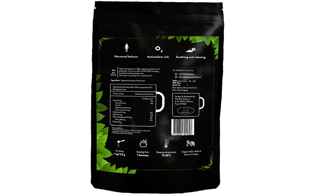 Raw Essentials Spearmint Green Tea    Pack  100 grams